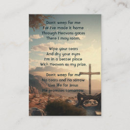 Memorial Photo Prayer Christian Kor Mountain Visitkort