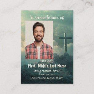 Memorial Photo Prayer Christian Kor Mountain Visitkort