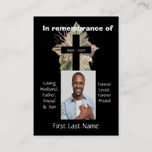 Memorial Photo Prayer Christian Kor Visitkort