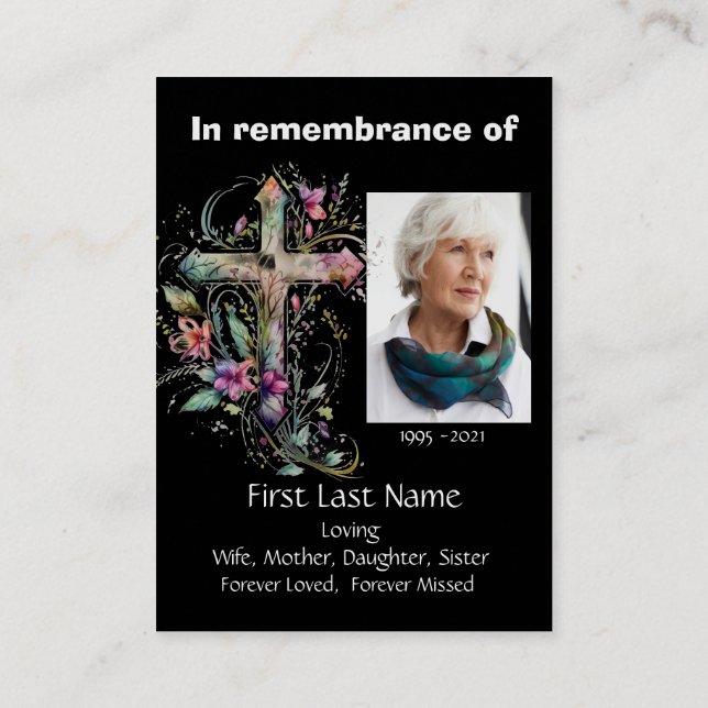 Memorial Photo Prayer Christian Kor Visitkort (Baksida)