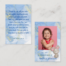 Memorial Photo Prayer Cute Little Mouse Barn Visitkort