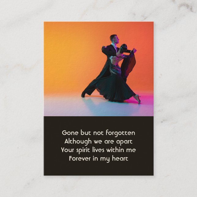 Memorial Photo Prayer Dancer Dancer Dancing Visitkort (Framsida)