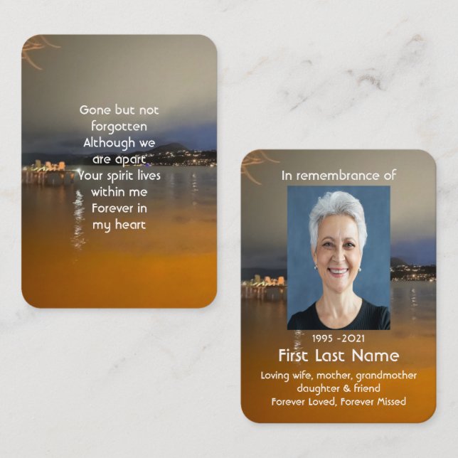 Memorial Photo Prayer Dawn Morgon Sjö Beach Dock Visitkort (Fram/baksida)