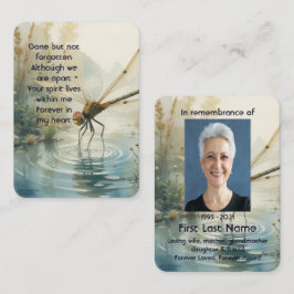 Memorial Photo Prayer Dragonfly fredligt Sjö Visitkort