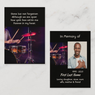 Memorial Photo Prayer Drummer Drummer Band Visitkort
