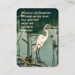 Memorial Photo Prayer Egret Vatten Bird Visitkort