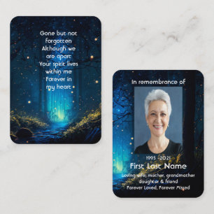 Memorial Photo Prayer Firefly Lightning Kryp Natt Visitkort