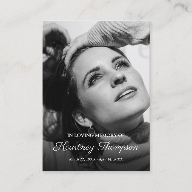 Memorial Photo Prayer | Funeral Favor Visitkort (Framsida)