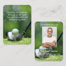Memorial Photo Prayer Golfer Golf Course Golfing Visitkort