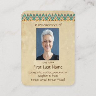Memorial Photo Prayer Graphic Art Feathers Busines Visitkort