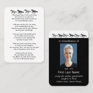 Memorial Photo Prayer Graphic Art Horses Keepsak Visitkort