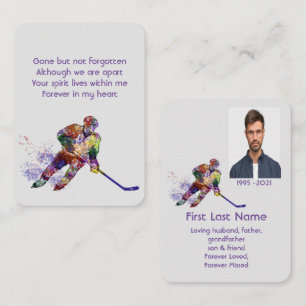 Memorial Photo Prayer Hockey Player Sport Visitkort