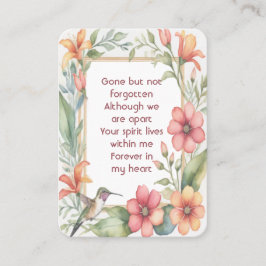 Memorial Photo Prayer Hummingbird Garden Visitkort