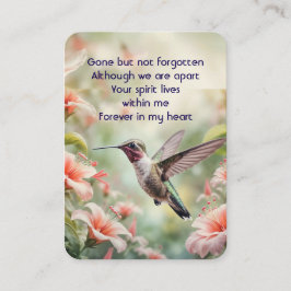 Memorial Photo Prayer KeepsakHummingbird Visitkort