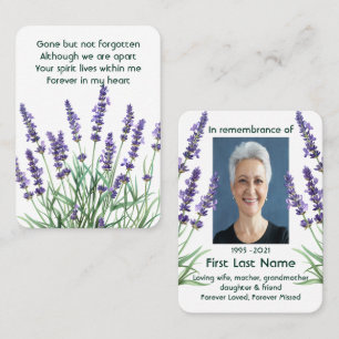 Memorial Photo Prayer Lavender Garden Flower Flora Visitkort