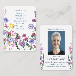 Memorial Photo Prayer Lavender Garden Flowers Visitkort