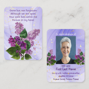 Memorial Photo Prayer Lilac Garden Flower Visitkort