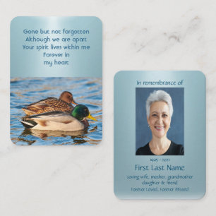 Memorial Photo Prayer Mallard Anka Bird Visitkort