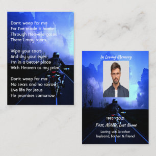 Memorial Photo Prayer Motorcycle Biker Visitkort
