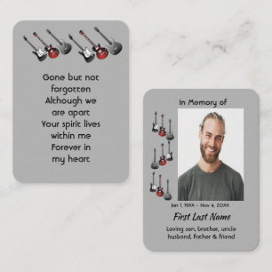 Memorial Photo Prayer Musician Guitar Music Visitkort