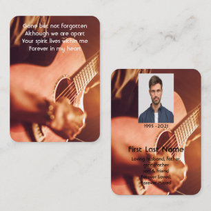 Memorial Photo Prayer Musician Piano Guitar Busine Visitkort