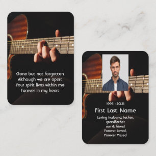 Memorial Photo Prayer Musician Piano Guitar Visitkort