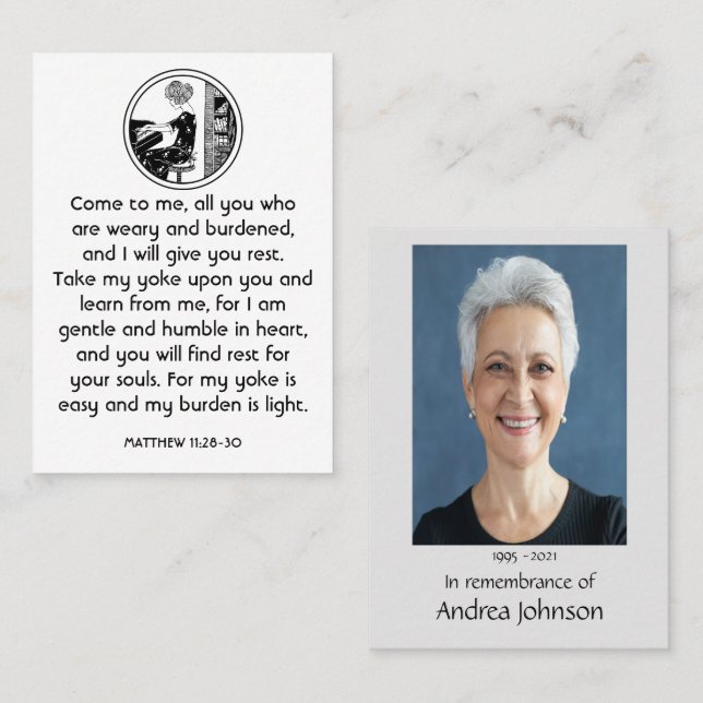 Memorial Photo Prayer Musician Piano Music Visitkort (Fram/baksida)