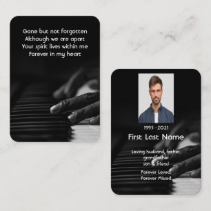 Memorial Photo Prayer Musician Piano Music Visitkort