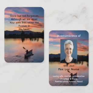 Memorial Photo Prayer Paddling Sjö Sunset Vatten Visitkort