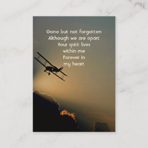 Memorial Photo Prayer Pilot Flygplan som flyger Visitkort
