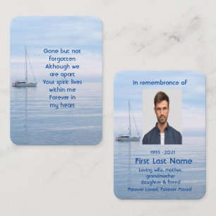 Memorial Photo Prayer Sailboat Lugn Vatten Visitkort