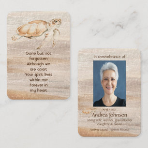 Memorial Photo Prayer Sandy Beach Sea Turtle Visitkort