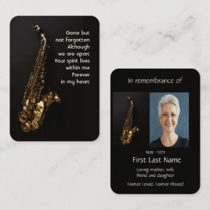 Memorial Photo Prayer Saxaphone Jazz Musician Play Visitkort