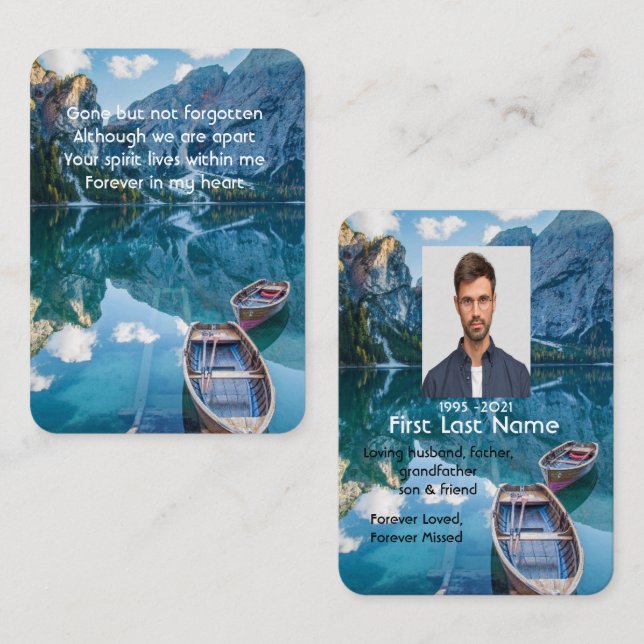 Memorial Photo Prayer Sjö Canoe Wilderness Vatten Visitkort (Fram/baksida)