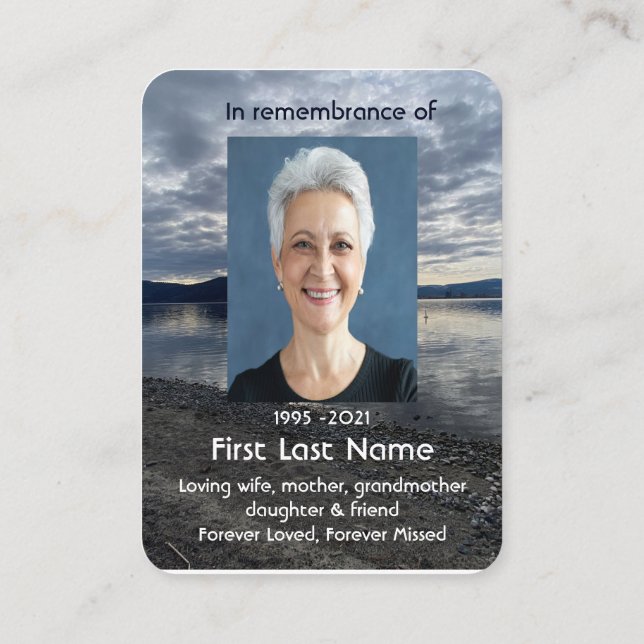 Memorial Photo Prayer Sjö Evening Sunset Visitkort (Baksida)