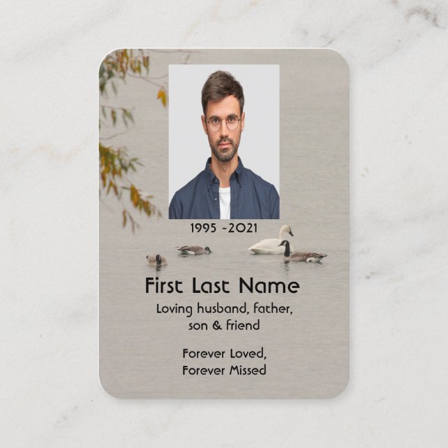 Memorial Photo Prayer Sjö Pond Park Geese Swam Visitkort (Baksida)