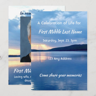 Memorial Photo Prayer Sjö Sunrise Natature Inbjudningar