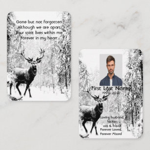 Memorial Photo Prayer Stag Hjort Forest Winter Vil Visitkort