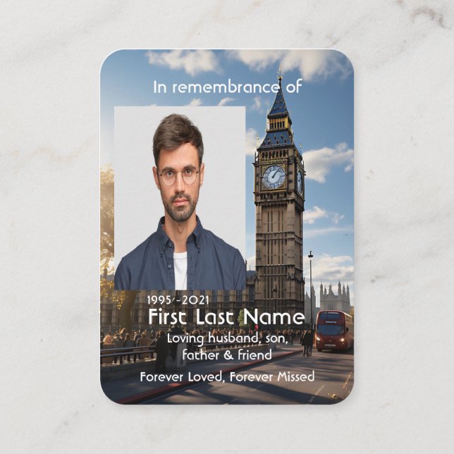 Memorial Photo Prayer Torn i London Storbritannien Visitkort (Baksida)