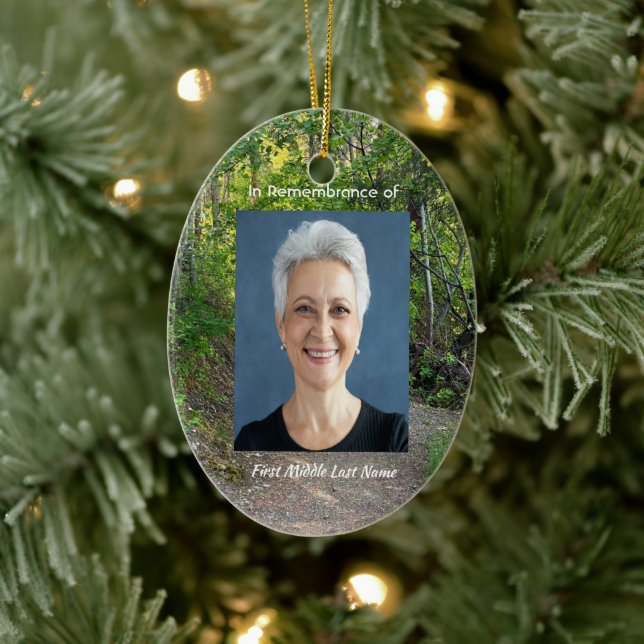 Memorial Photo Prayer Väg Trail Forest Träd Julgransprydnad Keramik (Träd)