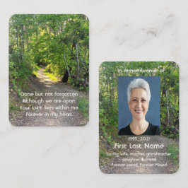 Memorial Photo Prayer Väg Trail Forest Träd Visitkort
