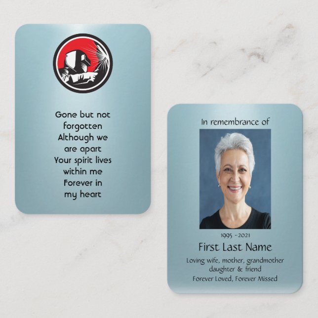 Memorial Photo Prayer Welder Welding Visitkort (Fram/baksida)