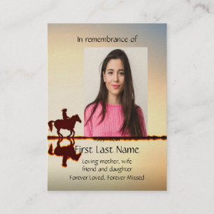 Memorial Photo Prayer Western Horse Back Riding Visitkort