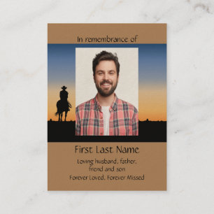 Memorial Photo Prayer Western Horse Back Riding Visitkort