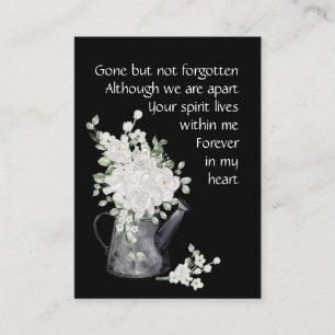 Memorial Photo Prayer White Garden Flowers Blommig Visitkort
