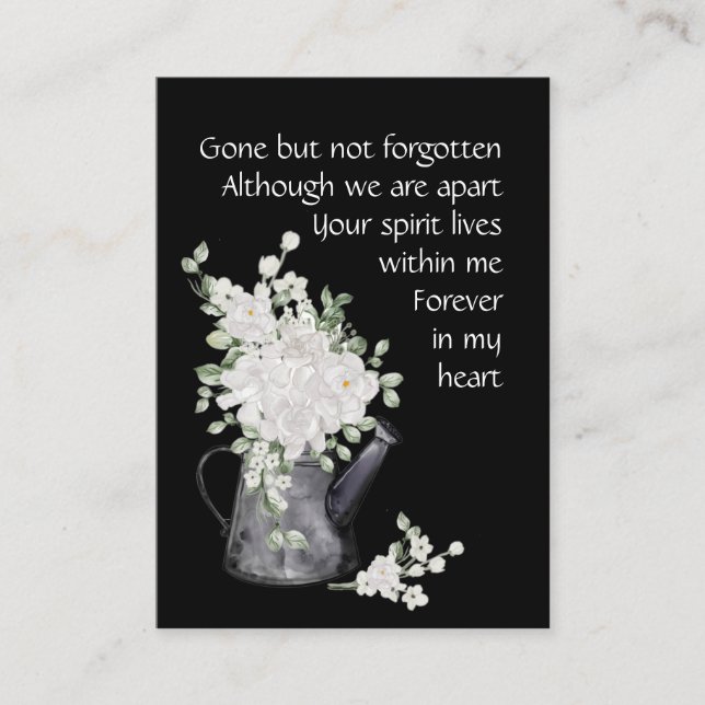 Memorial Photo Prayer White Garden Flowers Blommig Visitkort (Framsida)