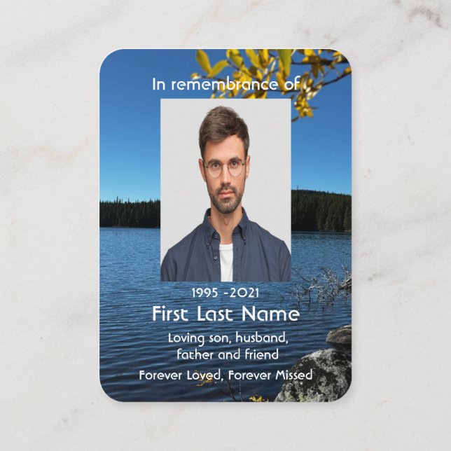 Memorial Photo Sjö Träd Pocket Keepsaké Visitkort (Baksida)