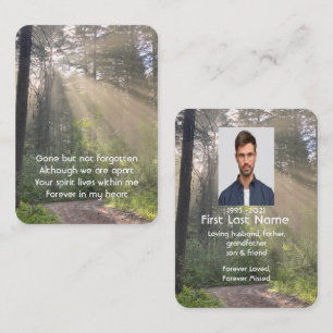 Memorial Photo Sunlight through Forest Wilderness Visitkort