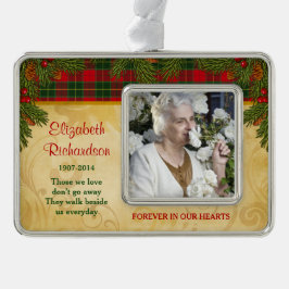 Memorial Photo Template jul Tartan Gräs Julgransprydnad