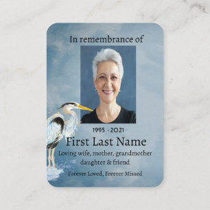 Memorial Photo Underbar Blue Heron Bird Affärskort Visitkort